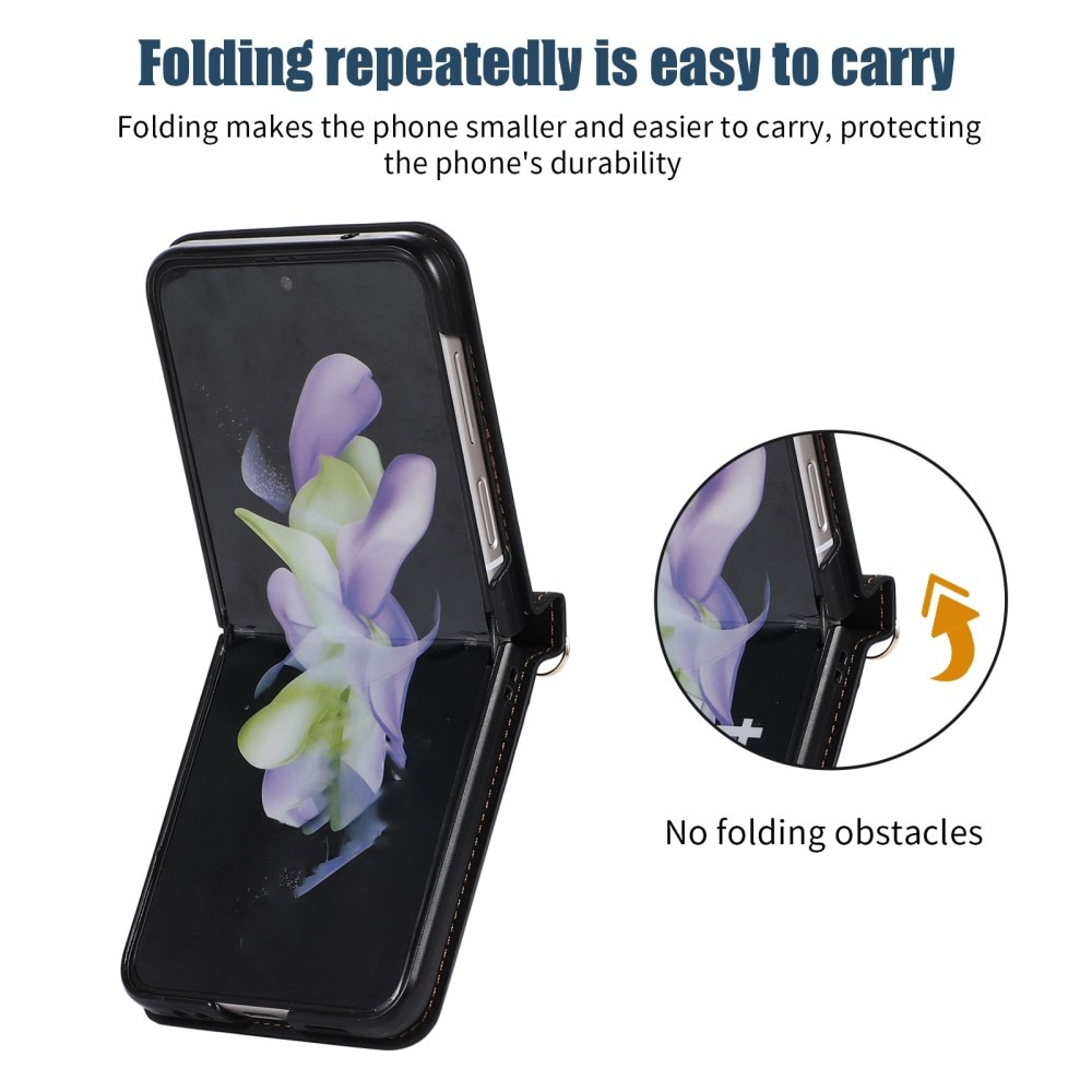 Glitter case with wallet Samsung Galaxy Z Flip 4 Black