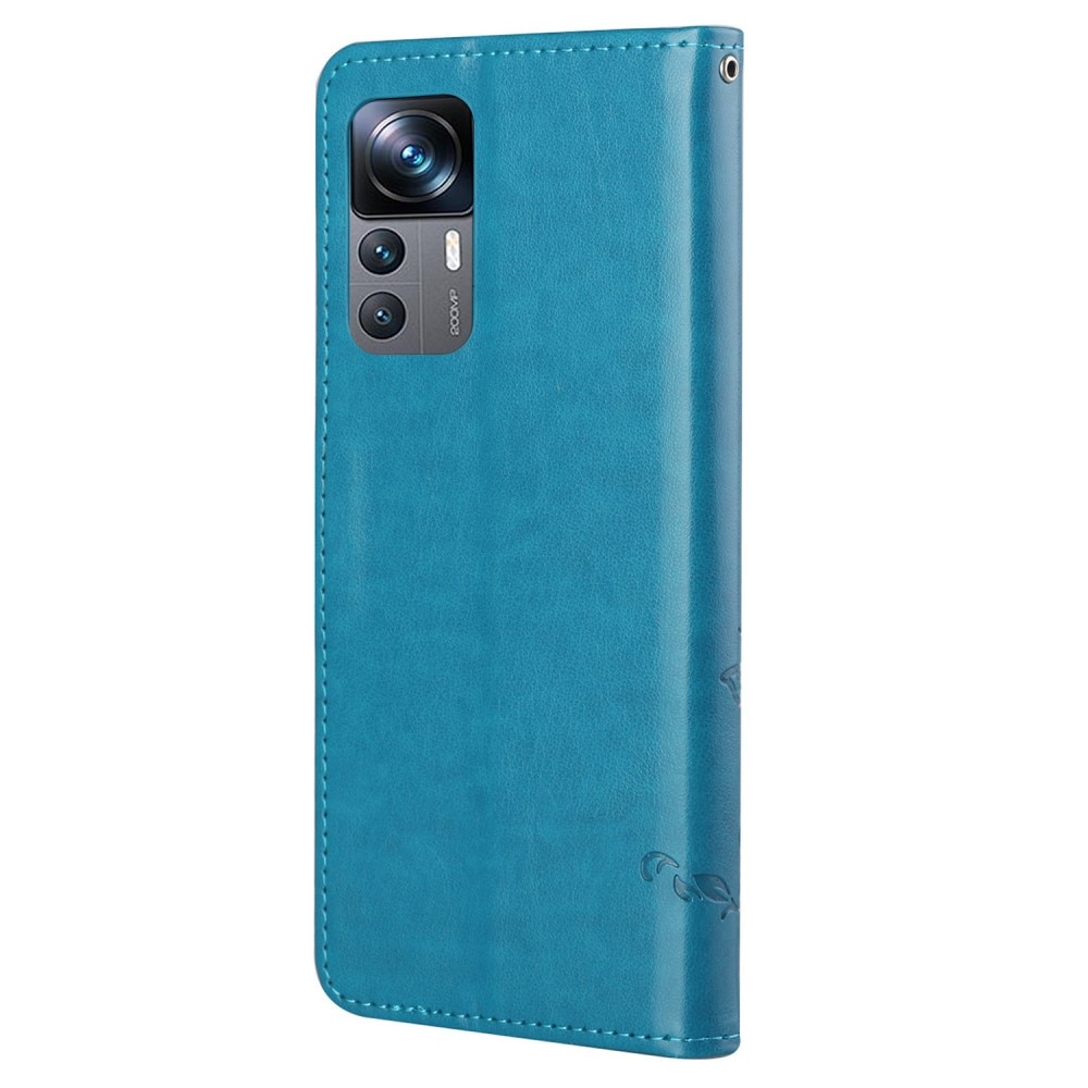 Xiaomi 12T/12T Pro Leather Cover Imprinted Butterflies Blue