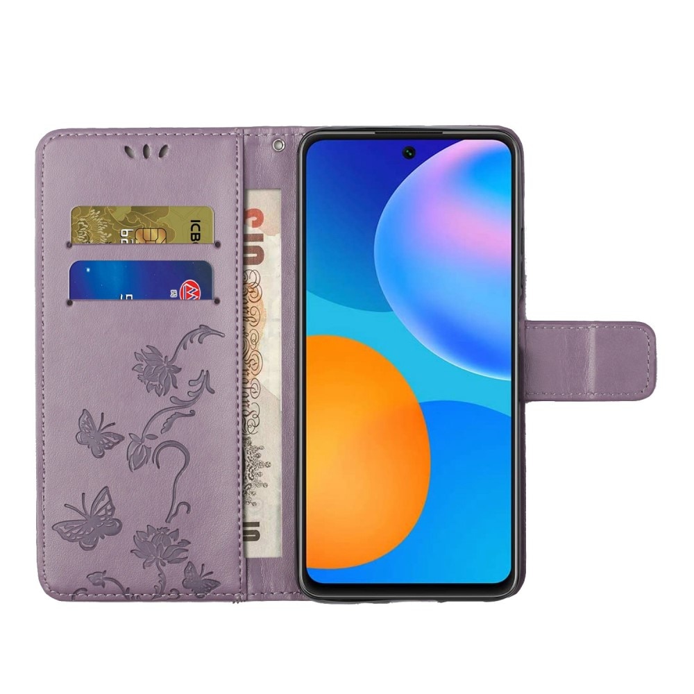 Xiaomi 12T/12T Pro Leather Cover Imprinted Butterflies Purple