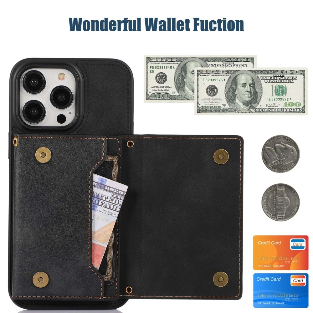 Glitter case with wallet iPhone 14 Pro Black