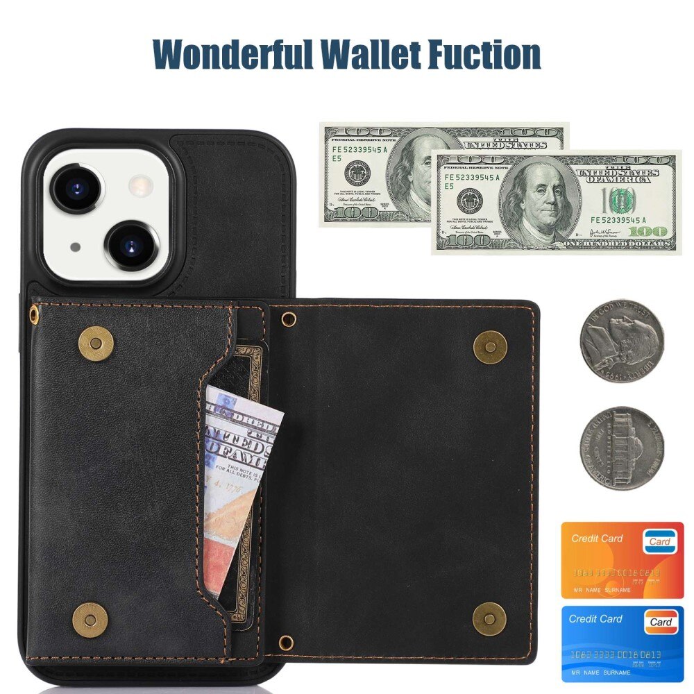 Glitter case with wallet iPhone 13 Black