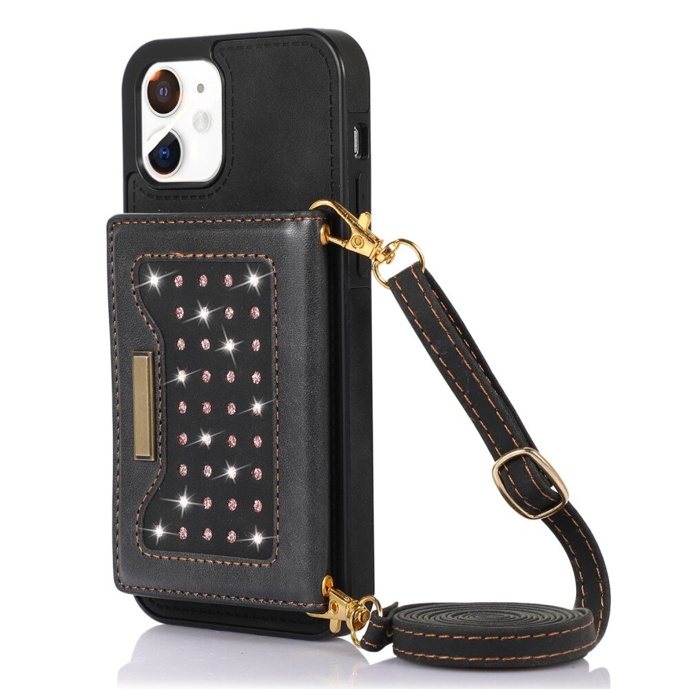 Glitter case with wallet iPhone 11 Black