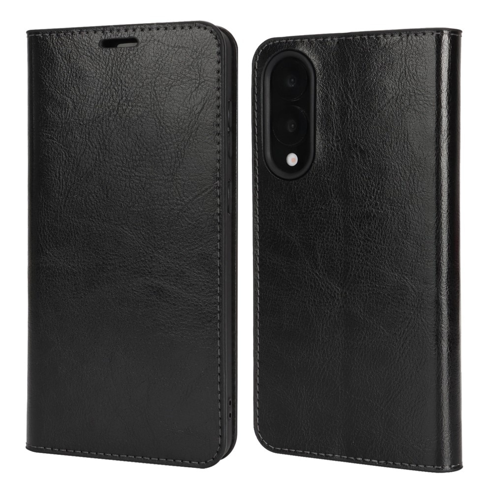 Samsung Galaxy S25 Edge Genuine Leather Wallet Case Black
