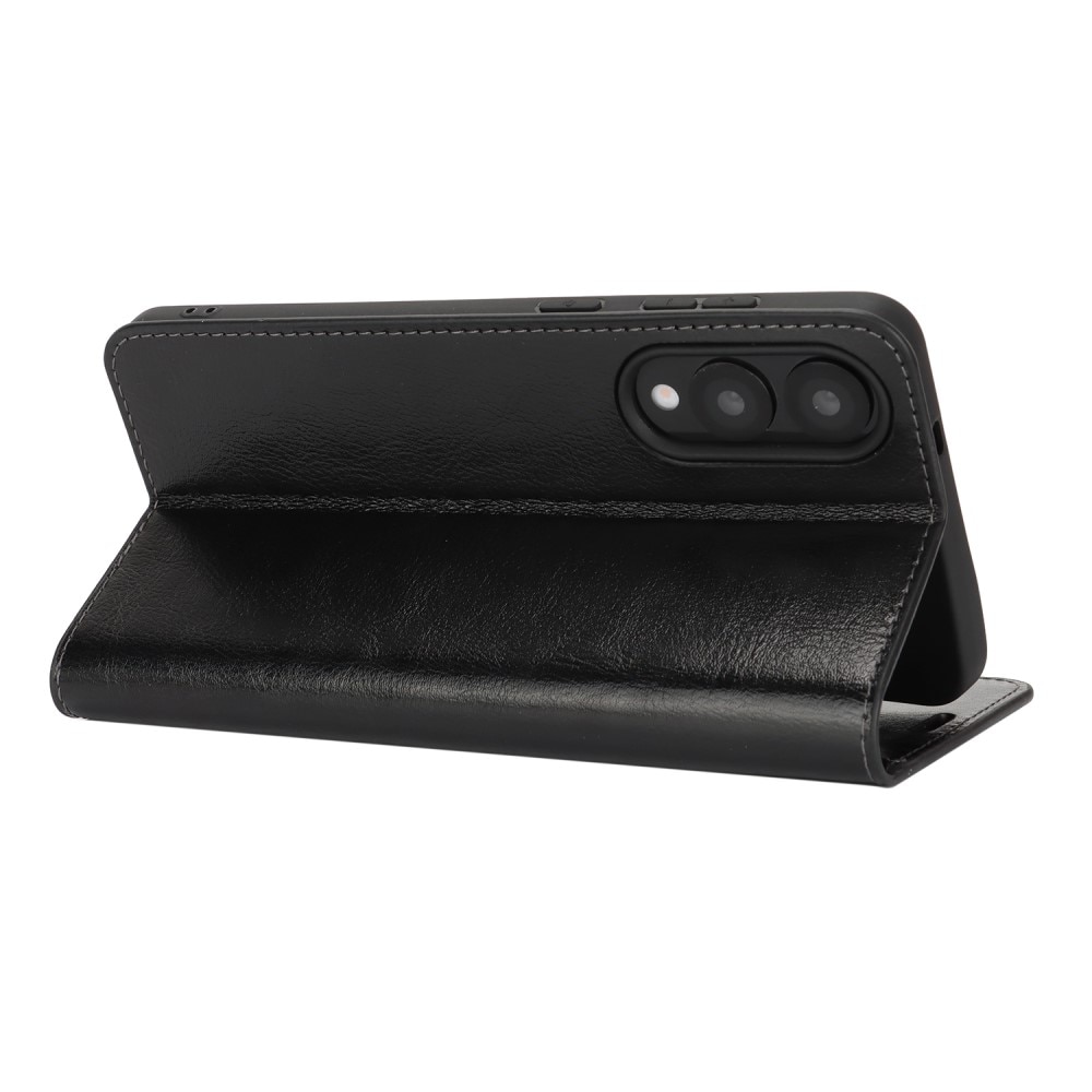 Samsung Galaxy S25 Edge Genuine Leather Wallet Case Black