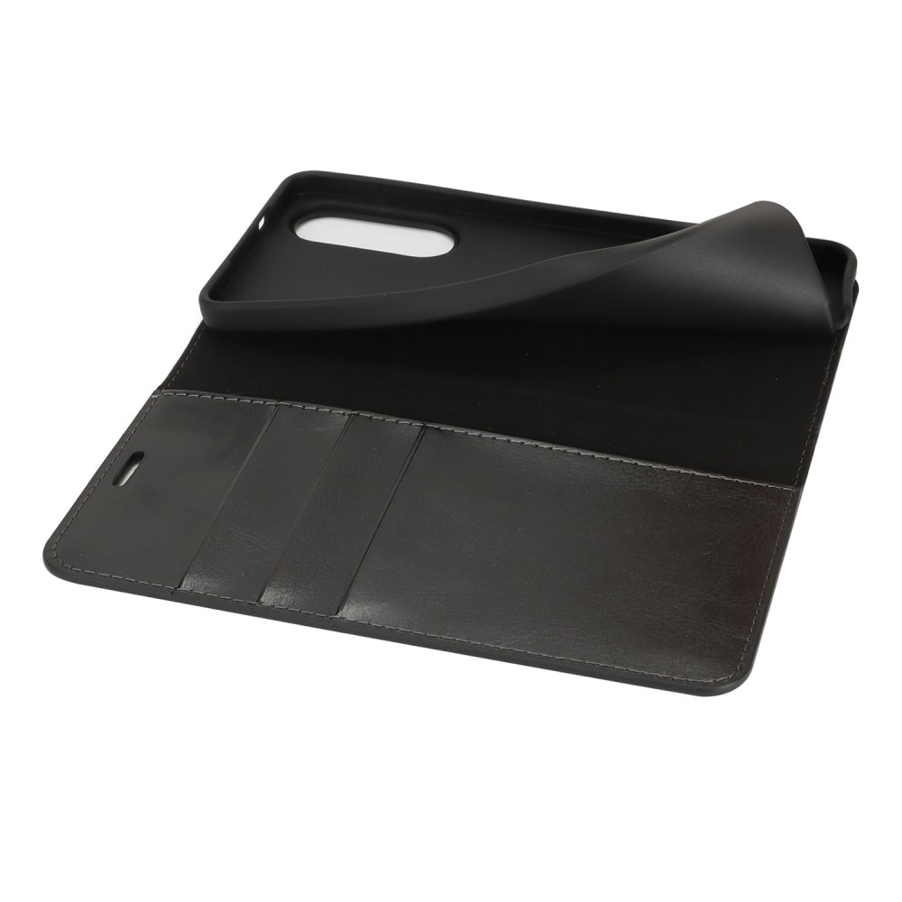 Samsung Galaxy S25 Edge Genuine Leather Wallet Case Black
