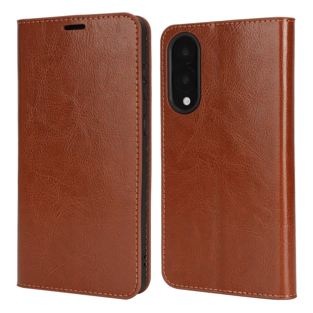 Samsung Galaxy S25 Edge Genuine Leather Wallet Case Brown