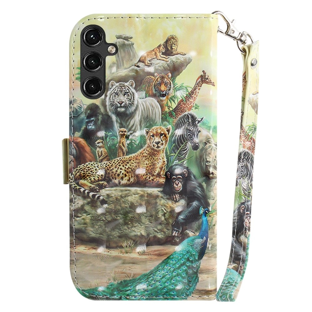 Samsung Galaxy A14 Wallet Book Cover 3D Jungle