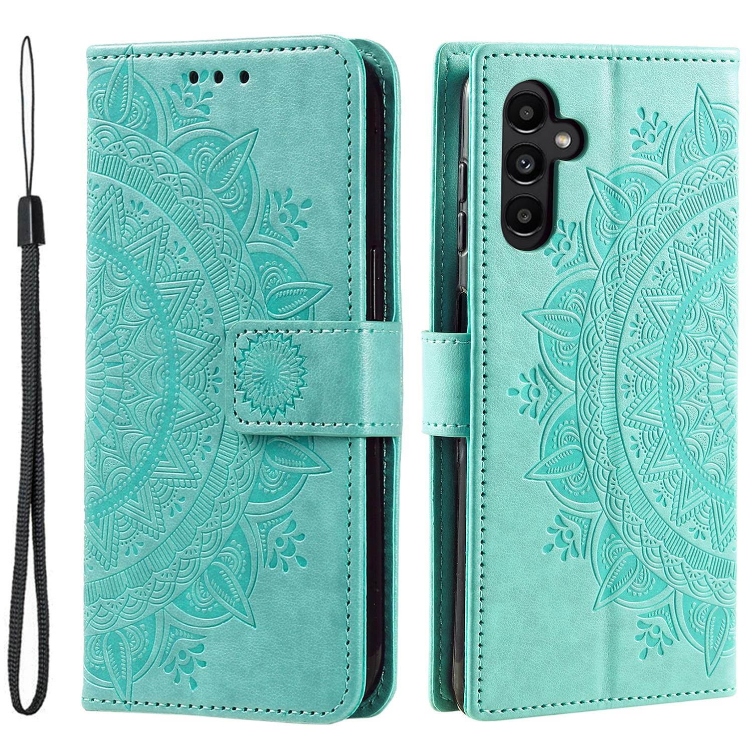 Samsung Galaxy A17 Leather Cover Mandala Green