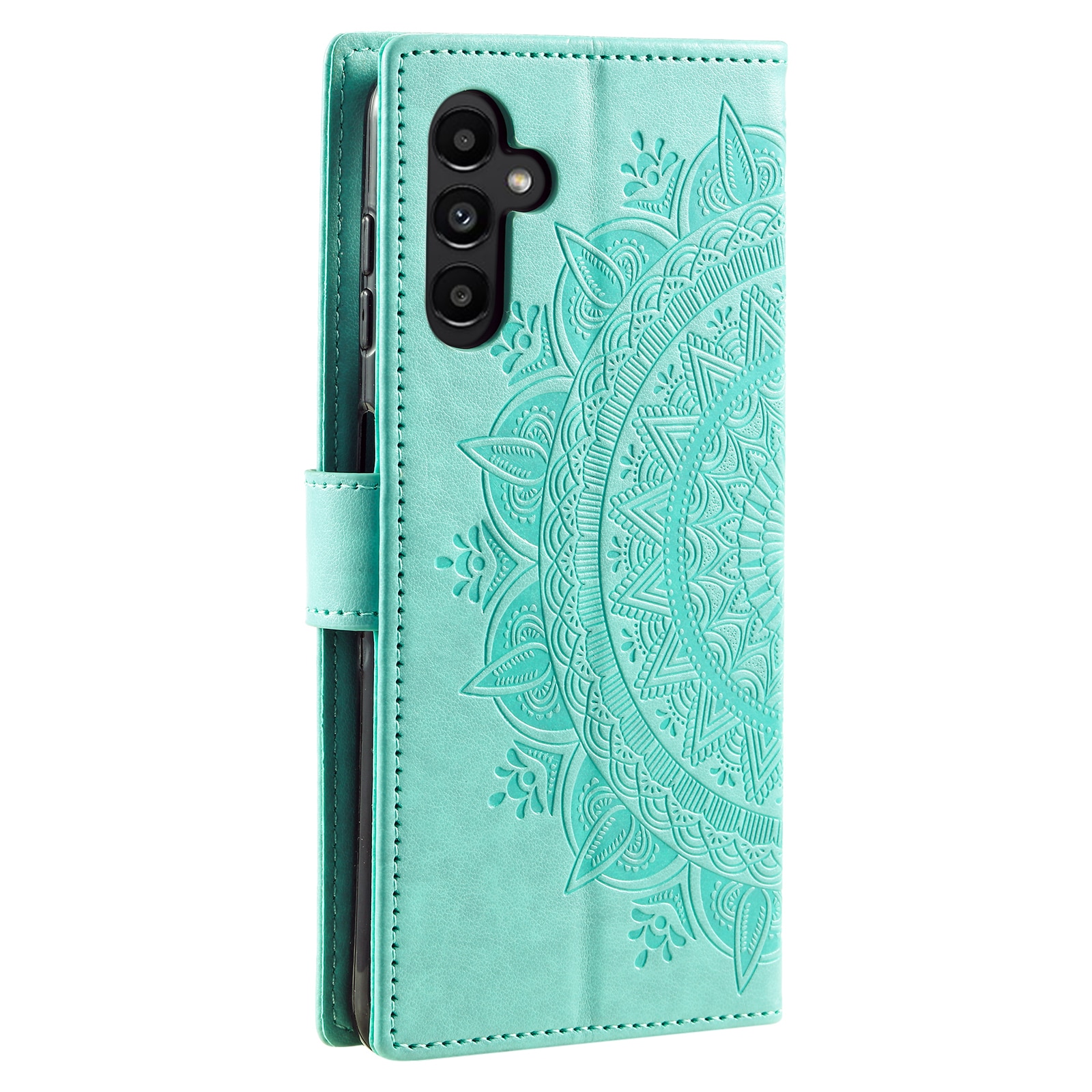 Samsung Galaxy A17 Leather Cover Mandala Green