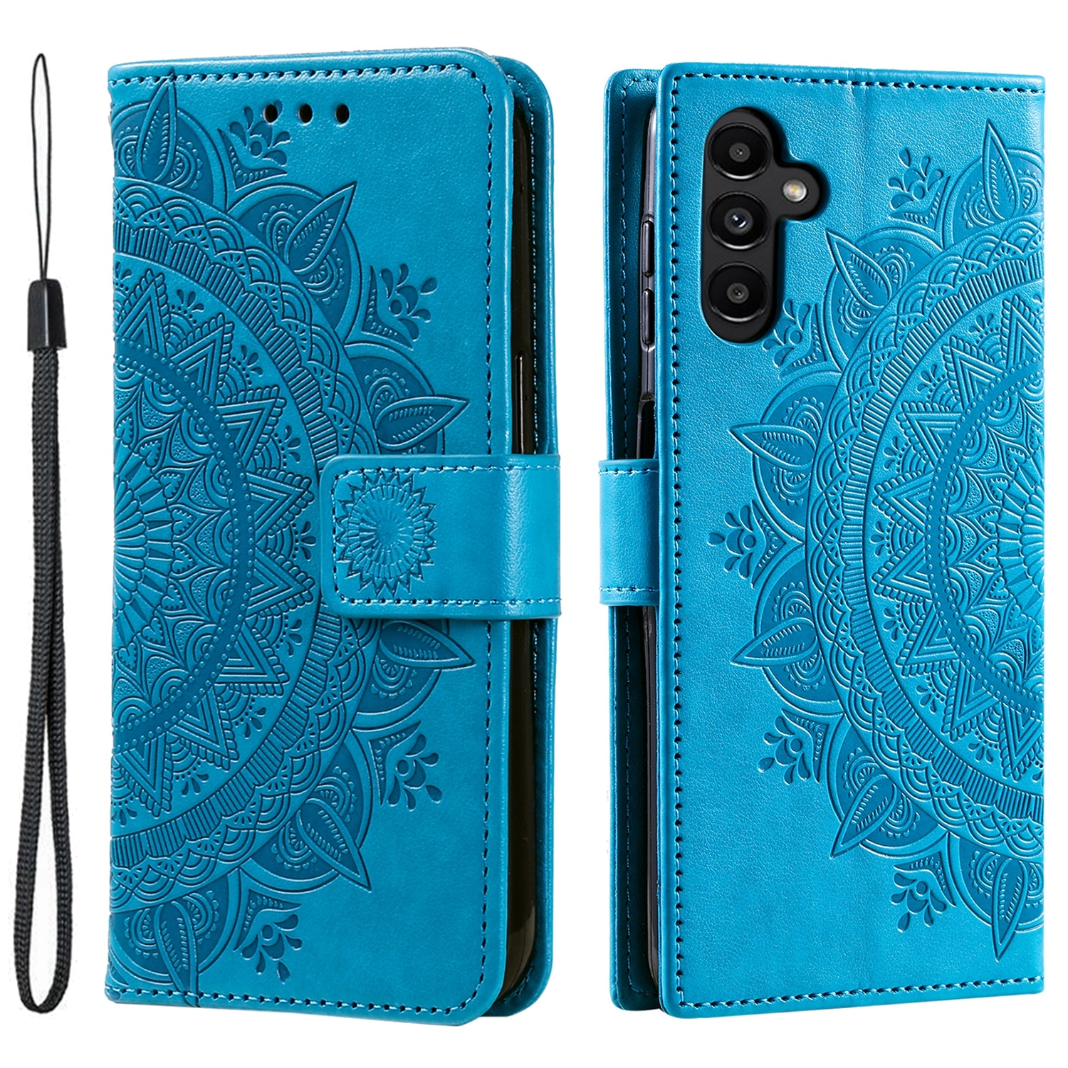 Samsung Galaxy A17 Leather Cover Mandala Blue