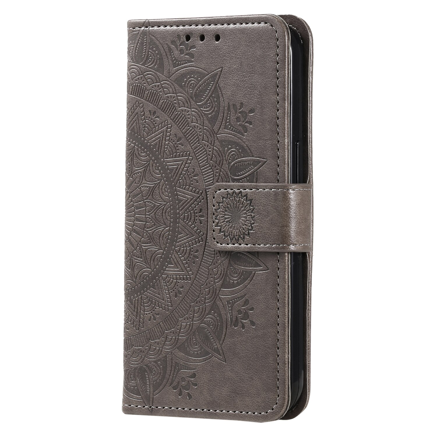 Samsung Galaxy A17 Leather Cover Mandala Grey