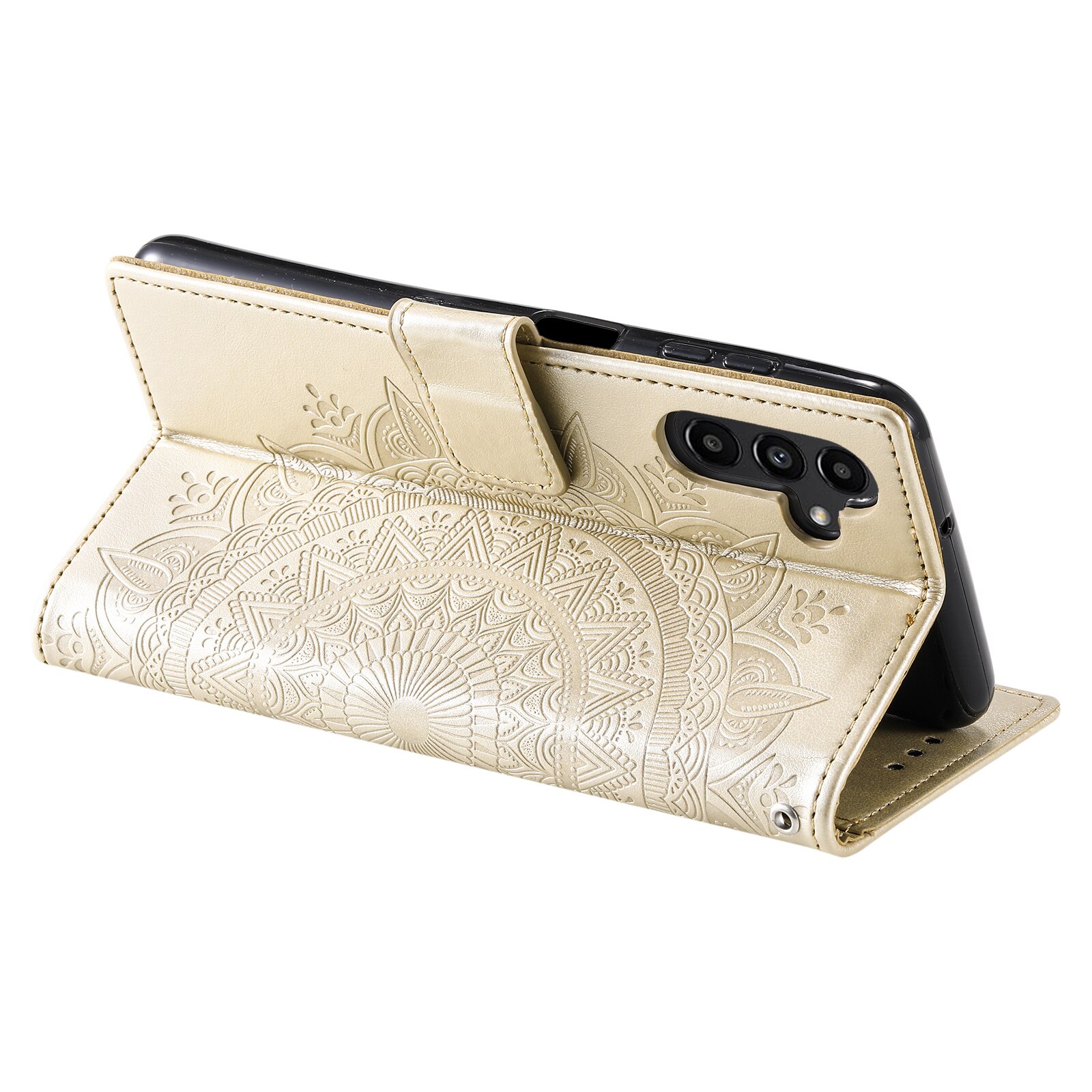 Samsung Galaxy A17 Leather Cover Mandala Gold