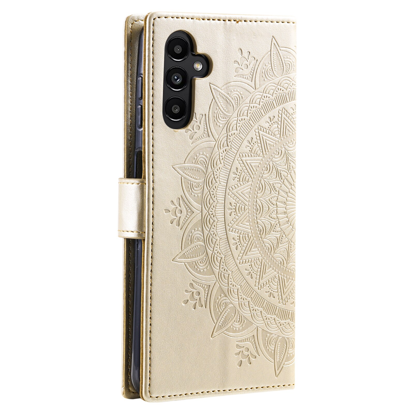 Samsung Galaxy A17 Leather Cover Mandala Gold