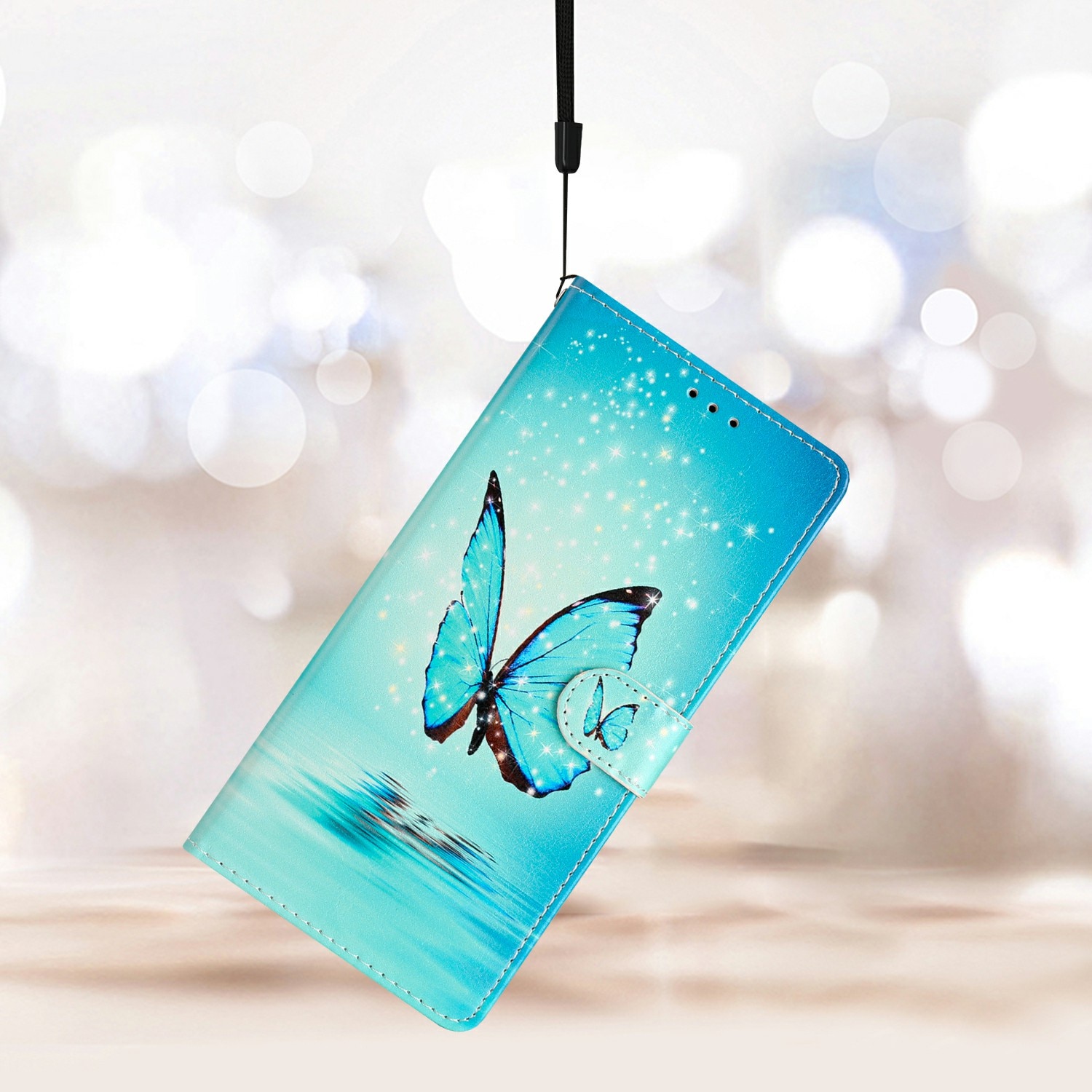 Samsung Galaxy S25 FE Wallet Book Cover Blue Butterflies