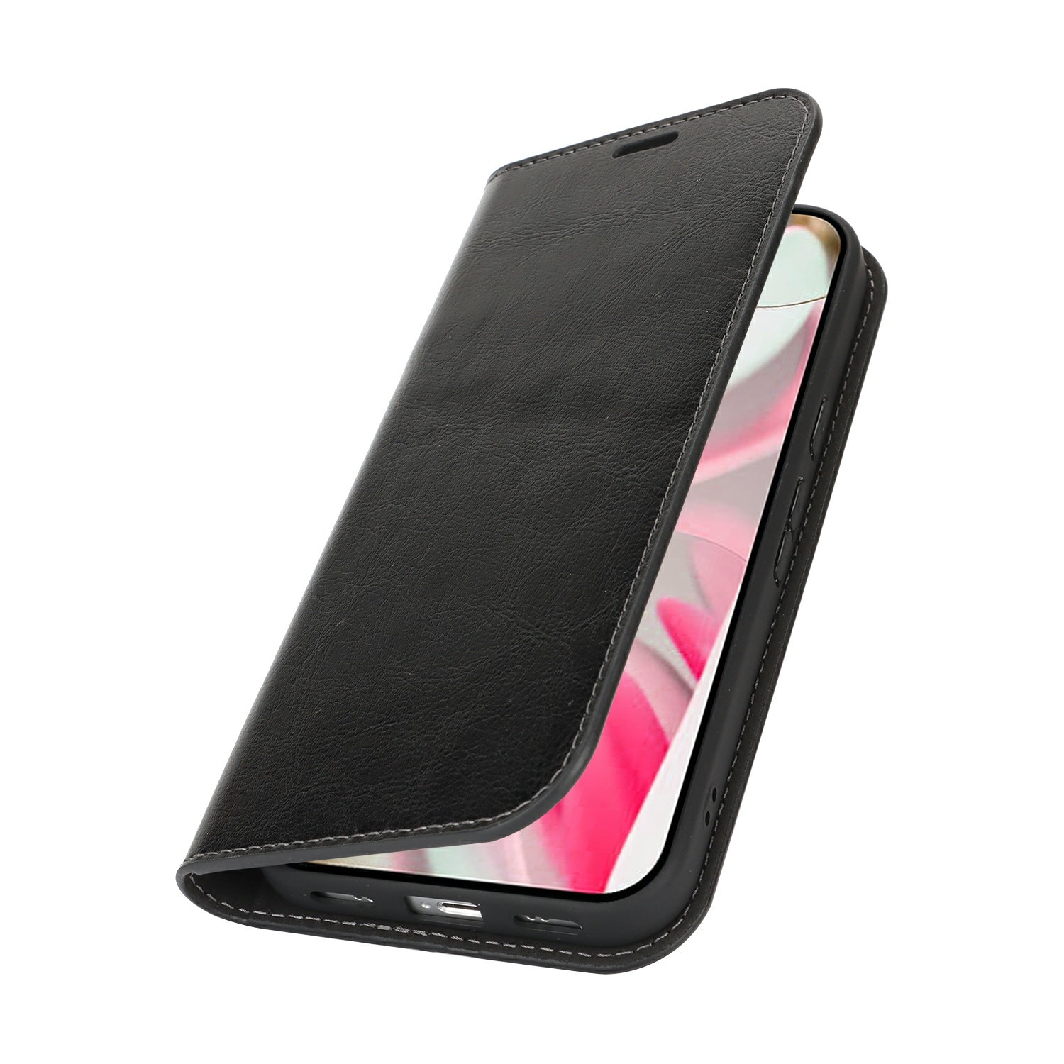 Google Pixel 10 Pro Genuine Leather Wallet Case Black