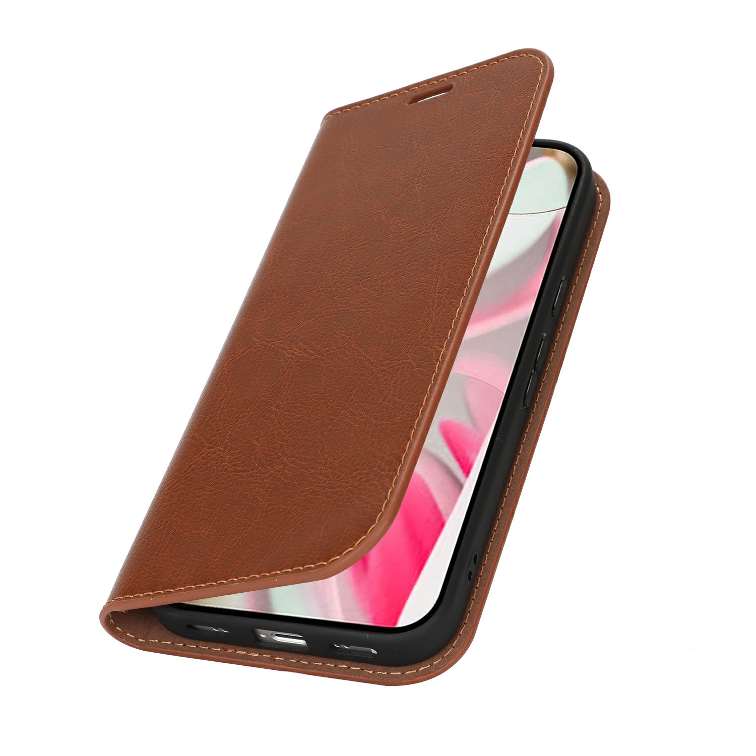 Google Pixel 10 Pro Genuine Leather Wallet Case Brown