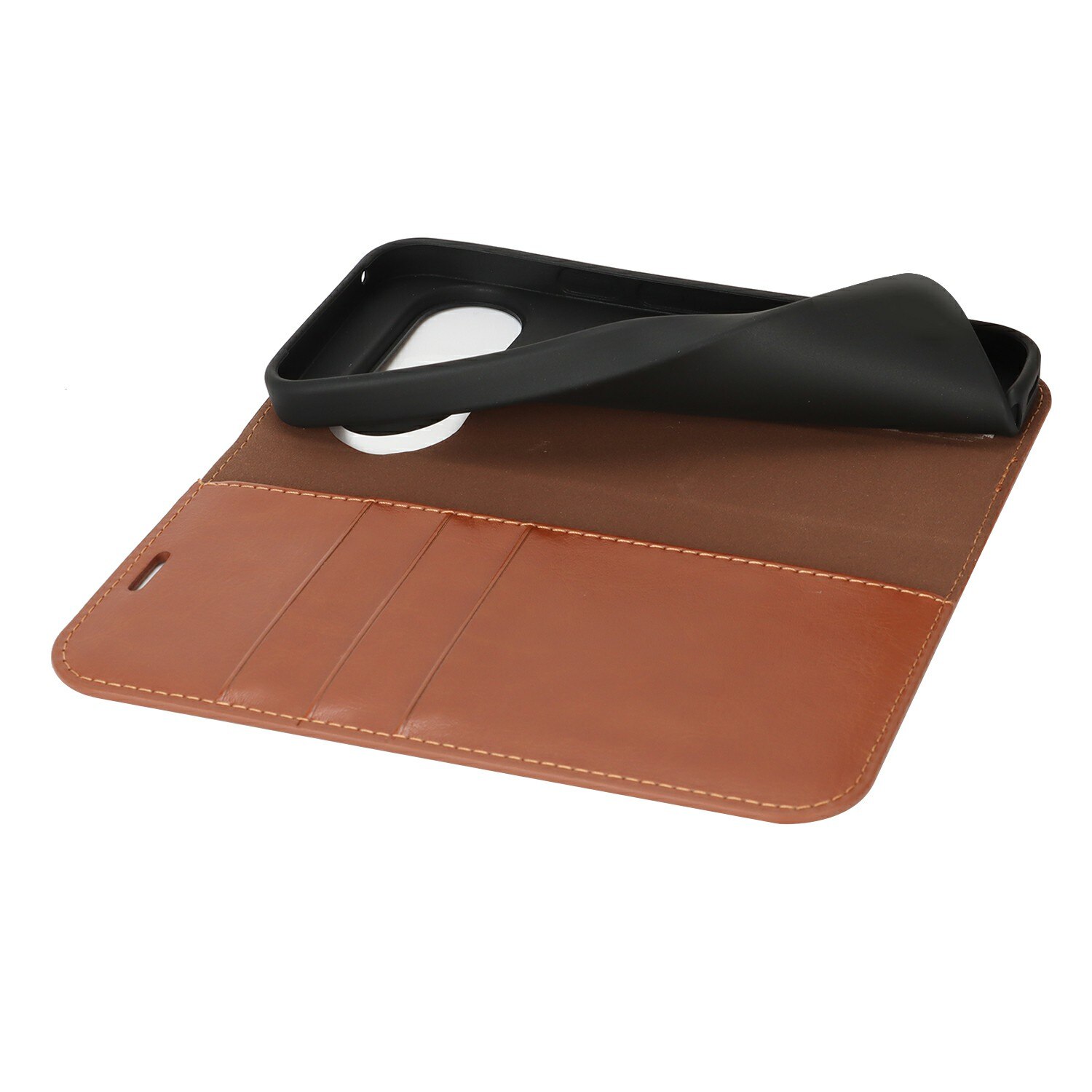 Google Pixel 10 Pro Genuine Leather Wallet Case Brown