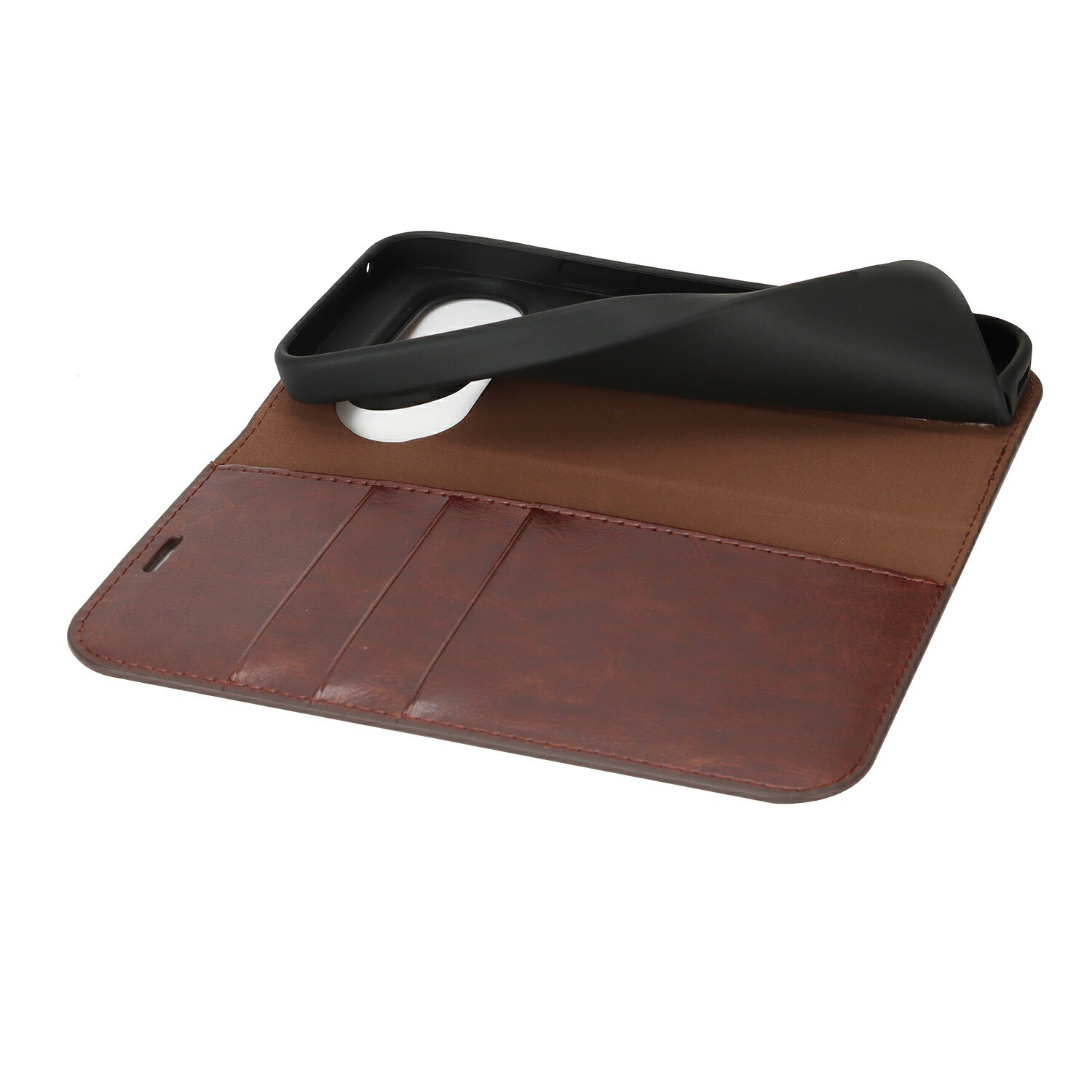 Google Pixel 10 Pro Genuine Leather Wallet Case Dark Brown