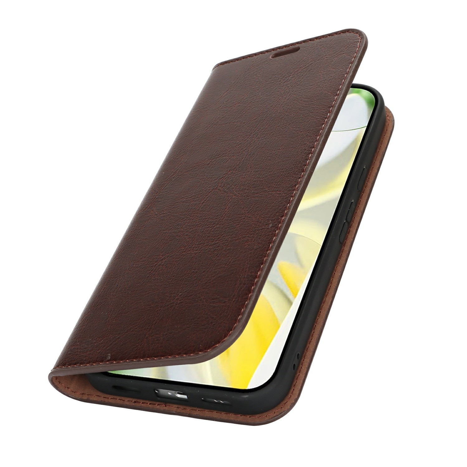 Google Pixel 10 Pro XL Genuine Leather Wallet Case Dark Brown