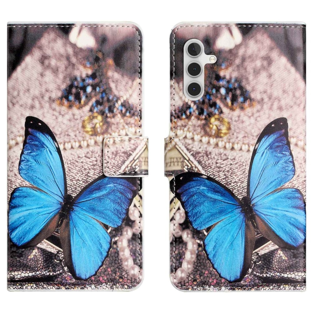 Samsung Galaxy A14 Wallet Case Blue Butterfly