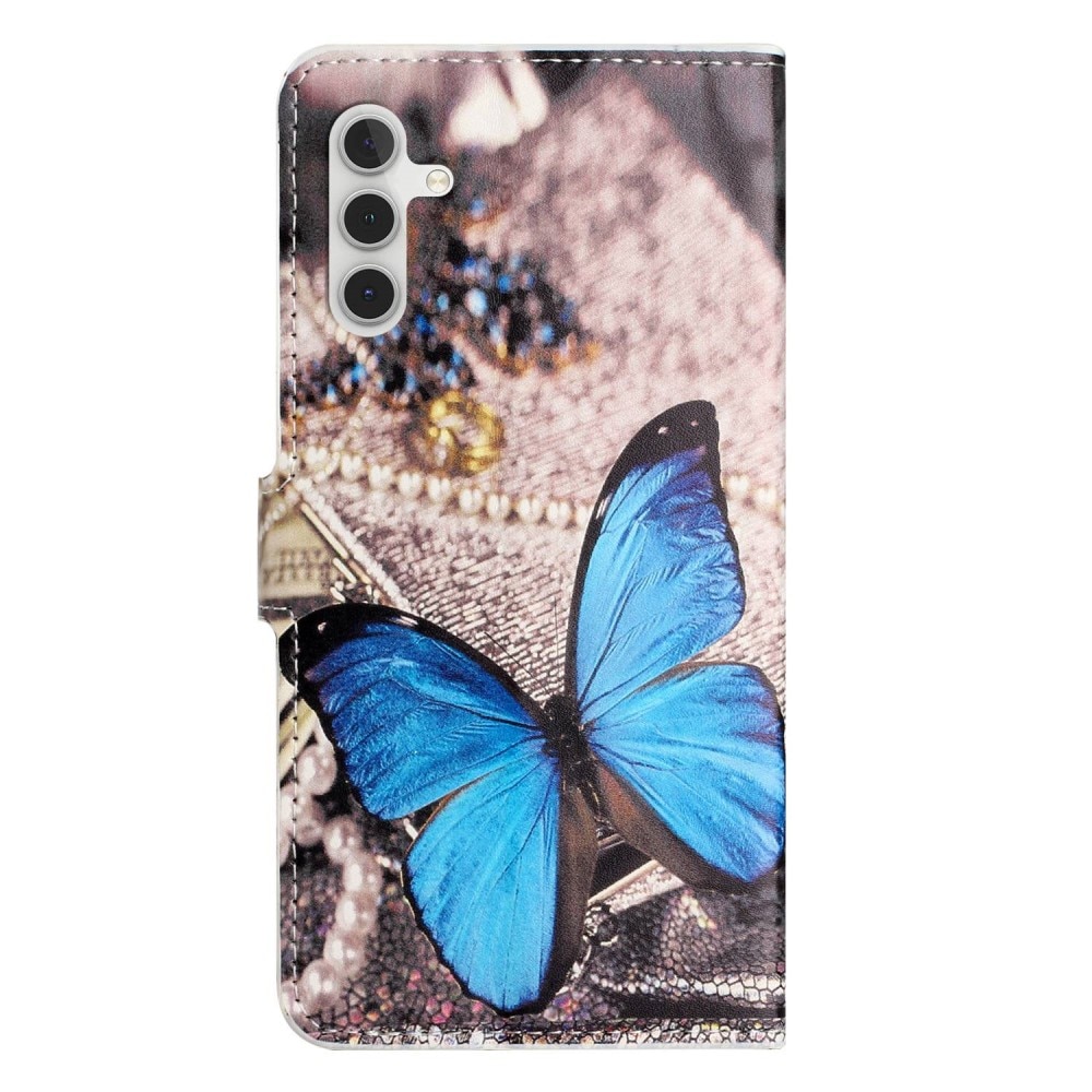 Samsung Galaxy A14 Wallet Case Blue Butterfly