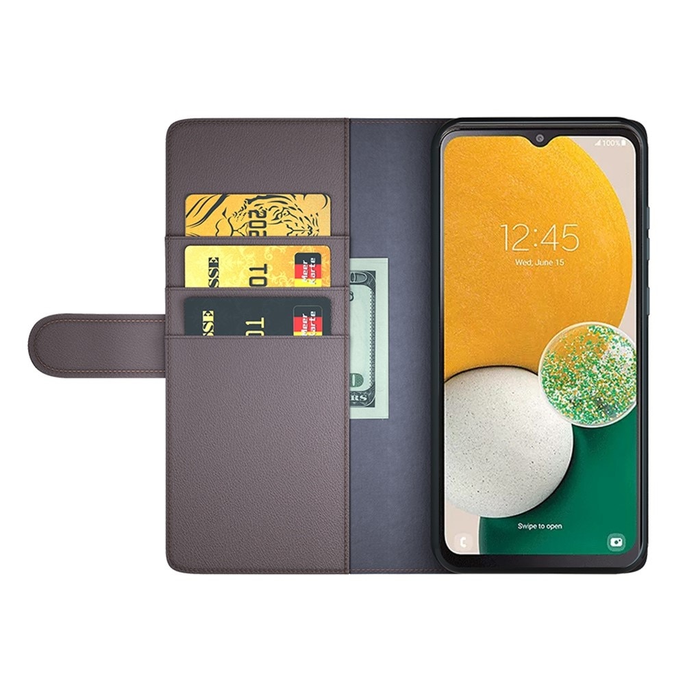 Samsung Galaxy A14 Genuine Leather Wallet Case Brown