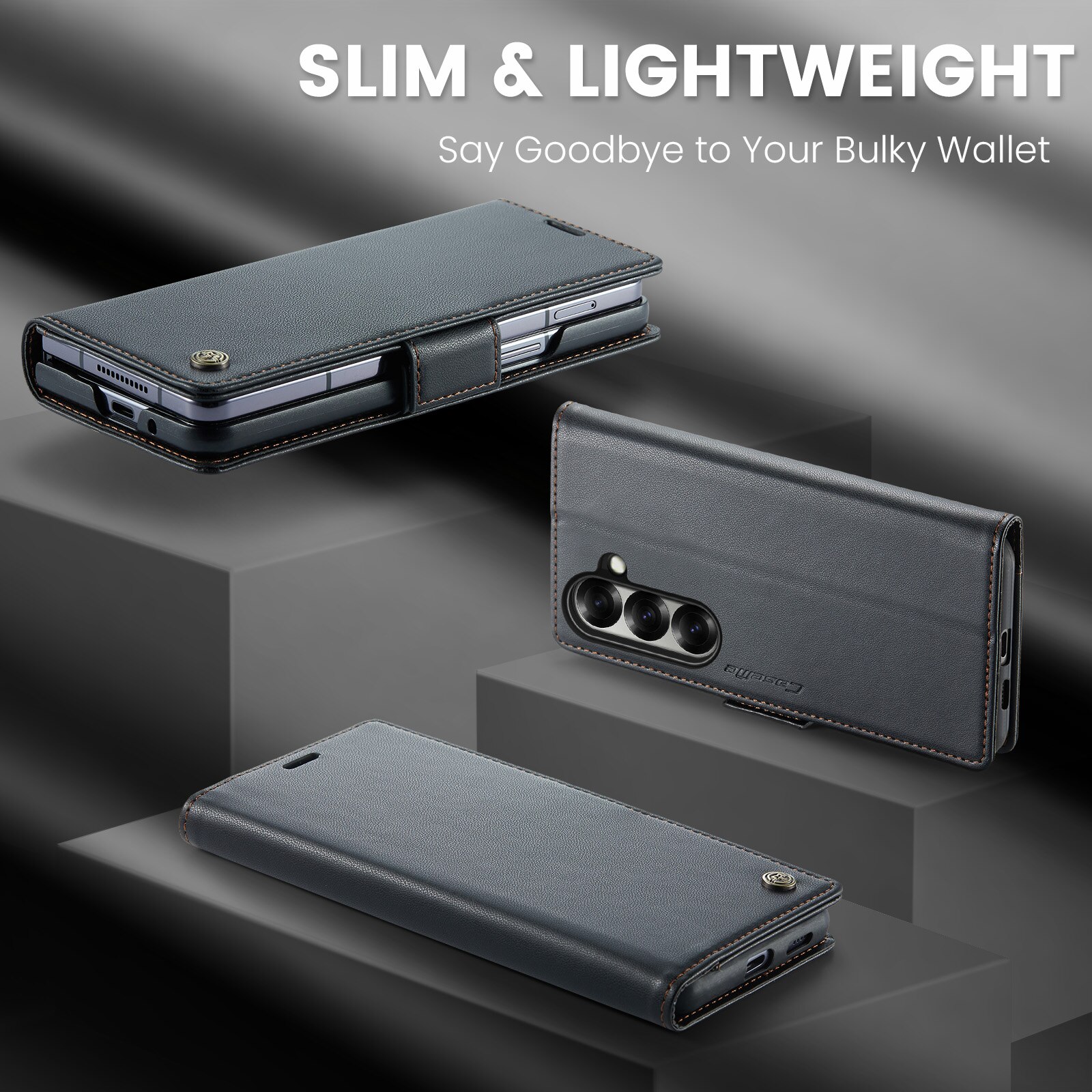 Samsung Galaxy Z Fold 7 RFID blocking Slim Wallet Case Black