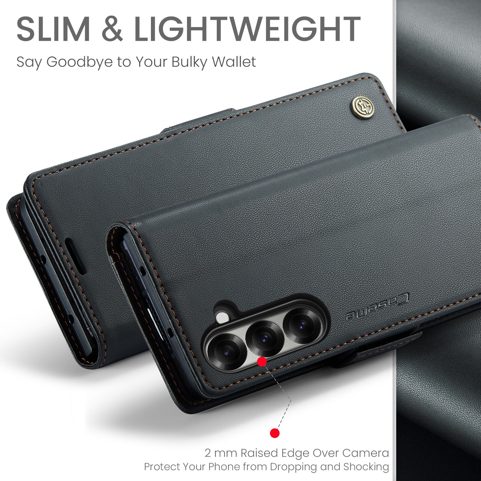 Samsung Galaxy Z Fold 7 RFID blocking Slim Wallet Case Black