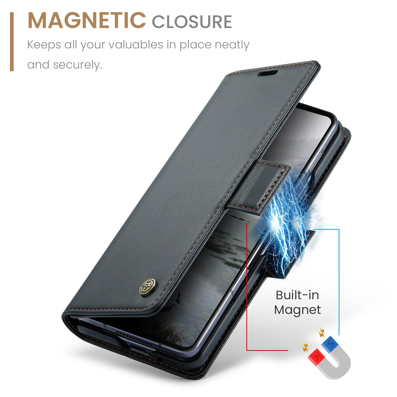 Samsung Galaxy Z Fold 7 RFID blocking Slim Wallet Case Black