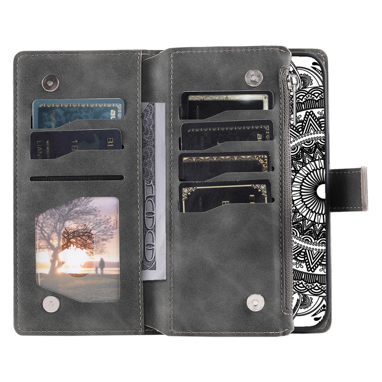 Samsung Galaxy S25 FE Wallet/Purse Mandala Grey
