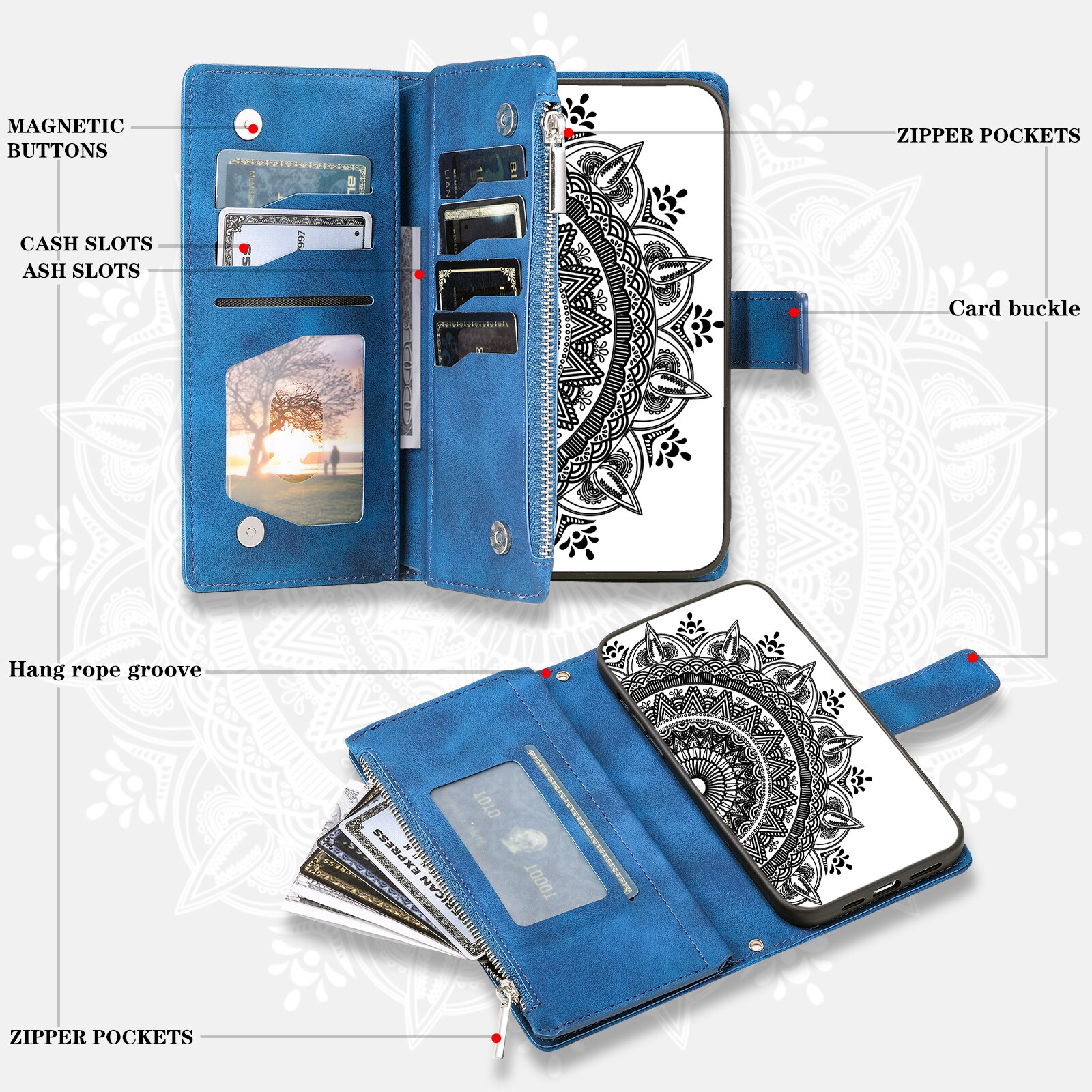 Samsung Galaxy S25 FE Wallet/Purse Mandala Blue