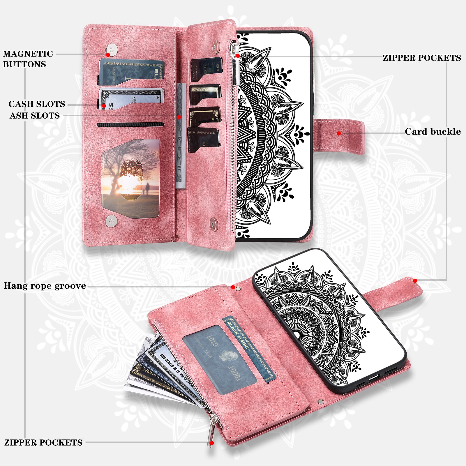 Samsung Galaxy S25 FE Wallet/Purse Mandala Pink