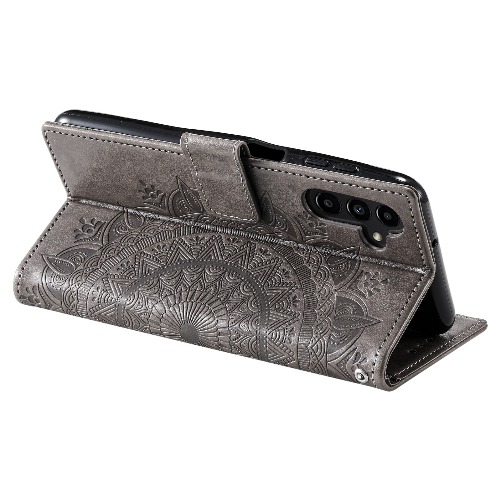 Samsung Galaxy S25 FE Leather Cover Mandala Grey