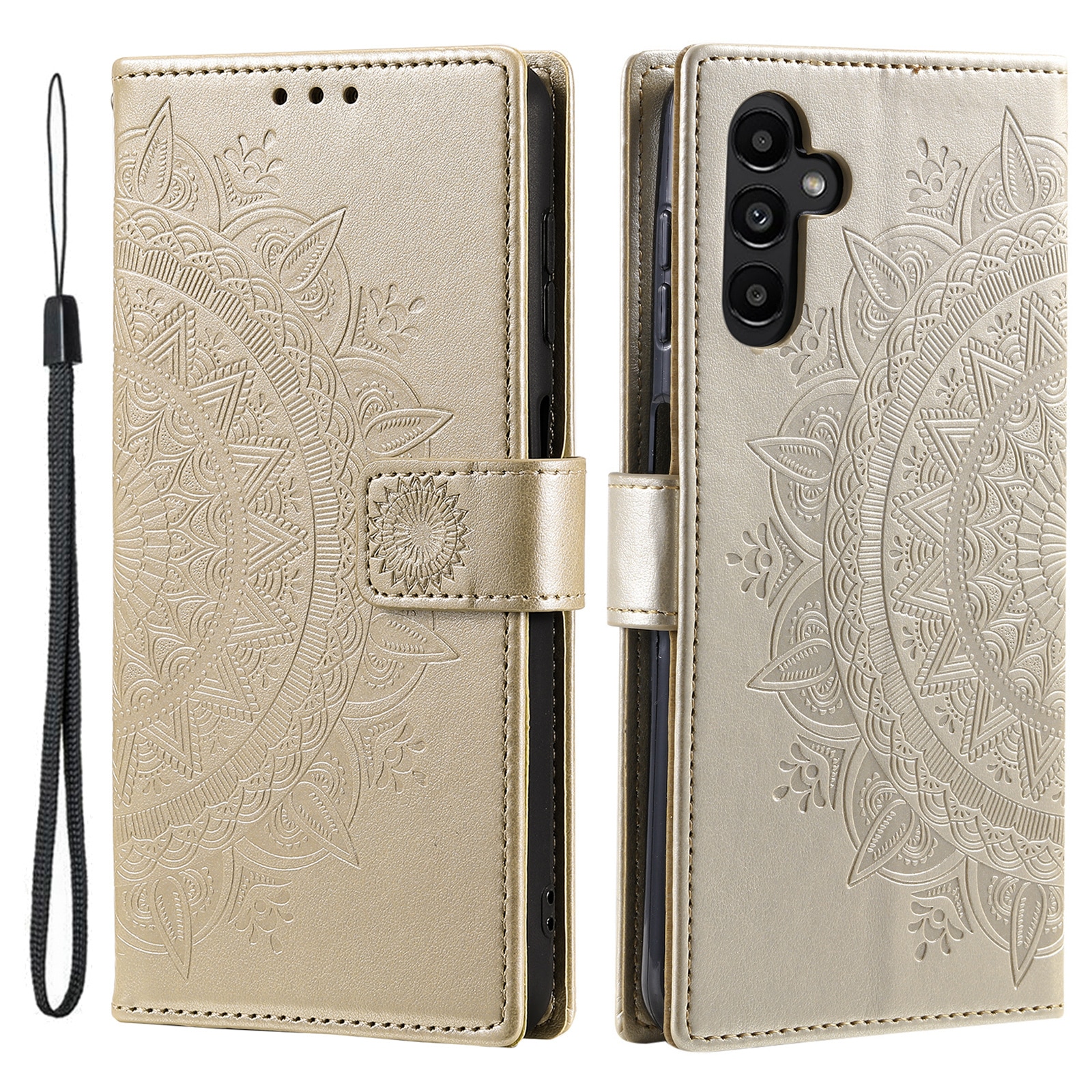 Samsung Galaxy S25 FE Leather Cover Mandala Gold