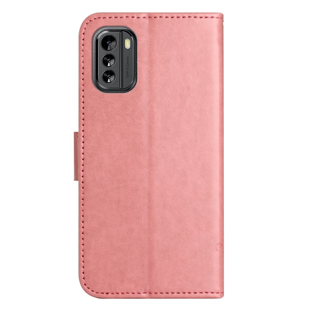 Nokia G60 Leather Cover Imprinted Butterflies Pink