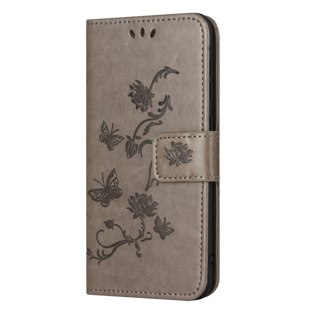  Nokia G60 Leather Cover Imprinted Butterflies Grey