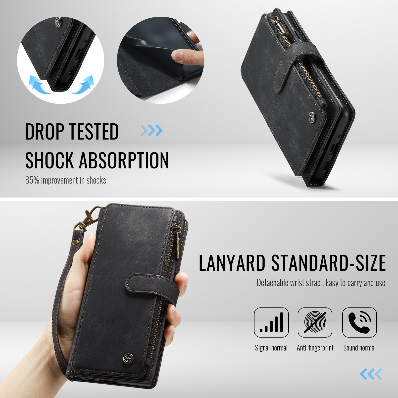 Google Pixel 10 Zipper Wallet Book Cover Black