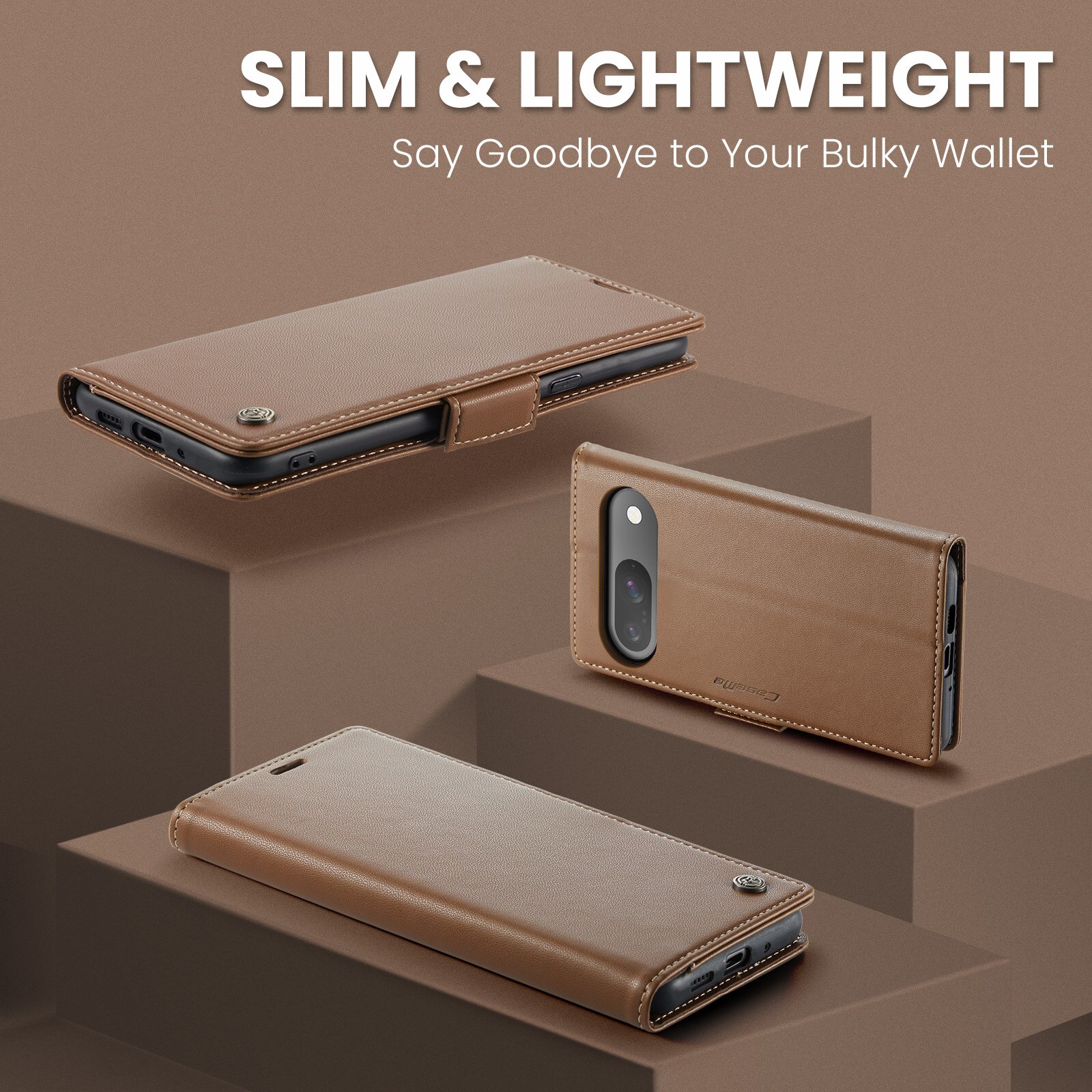 Google Pixel 10 RFID blocking Slim Wallet Case Brown