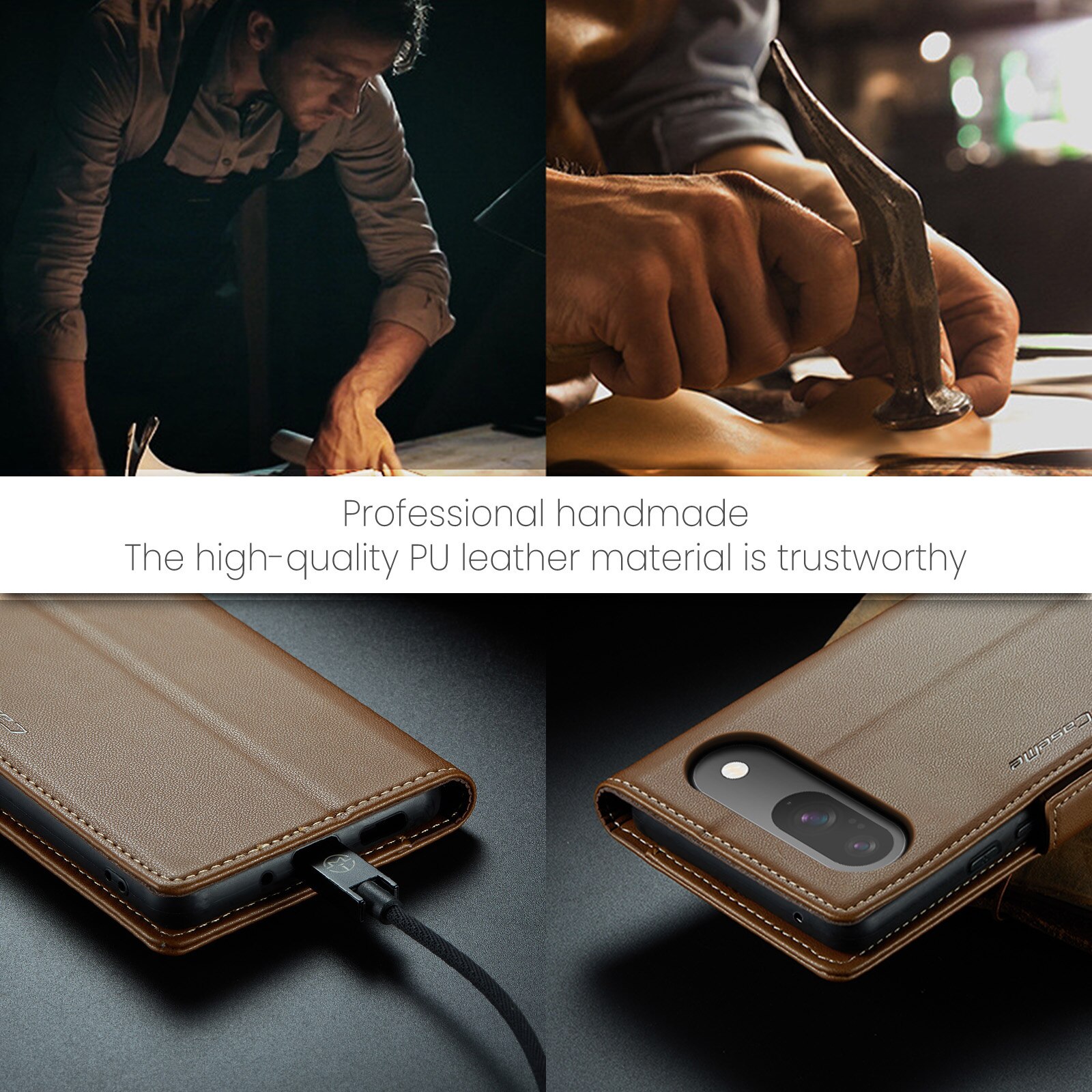 Google Pixel 10 RFID blocking Slim Wallet Case Brown