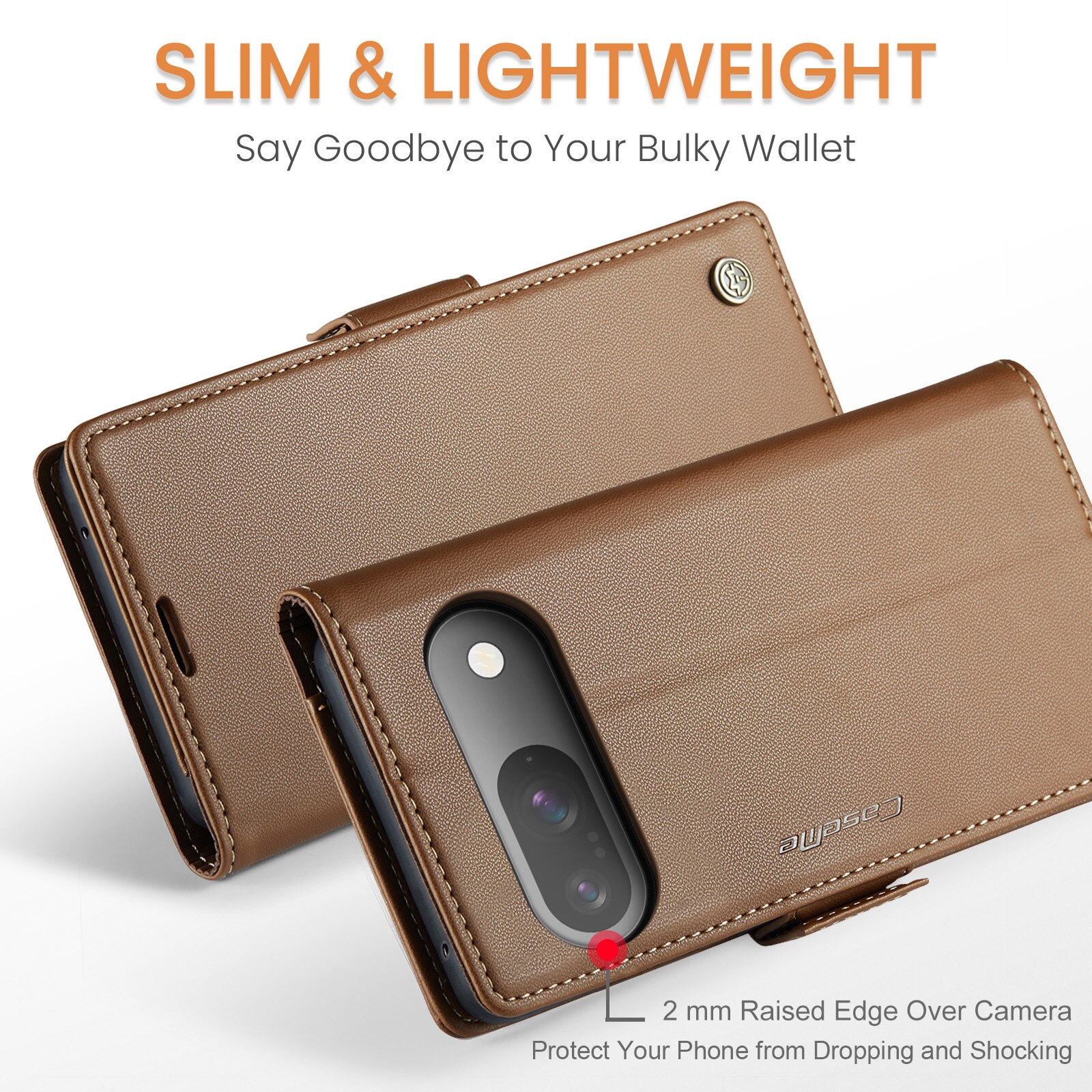 Google Pixel 10 RFID blocking Slim Wallet Case Brown