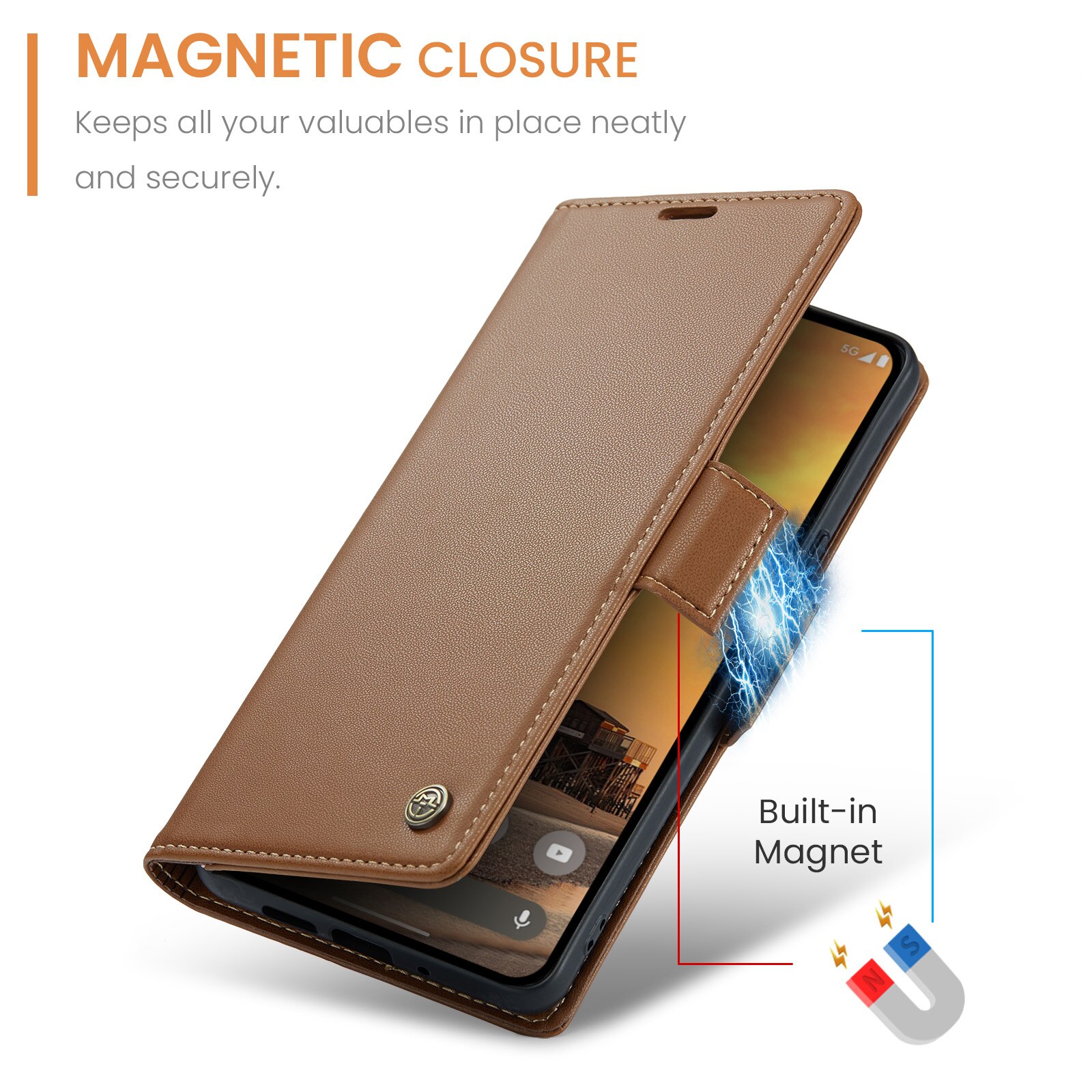Google Pixel 10 RFID blocking Slim Wallet Case Brown