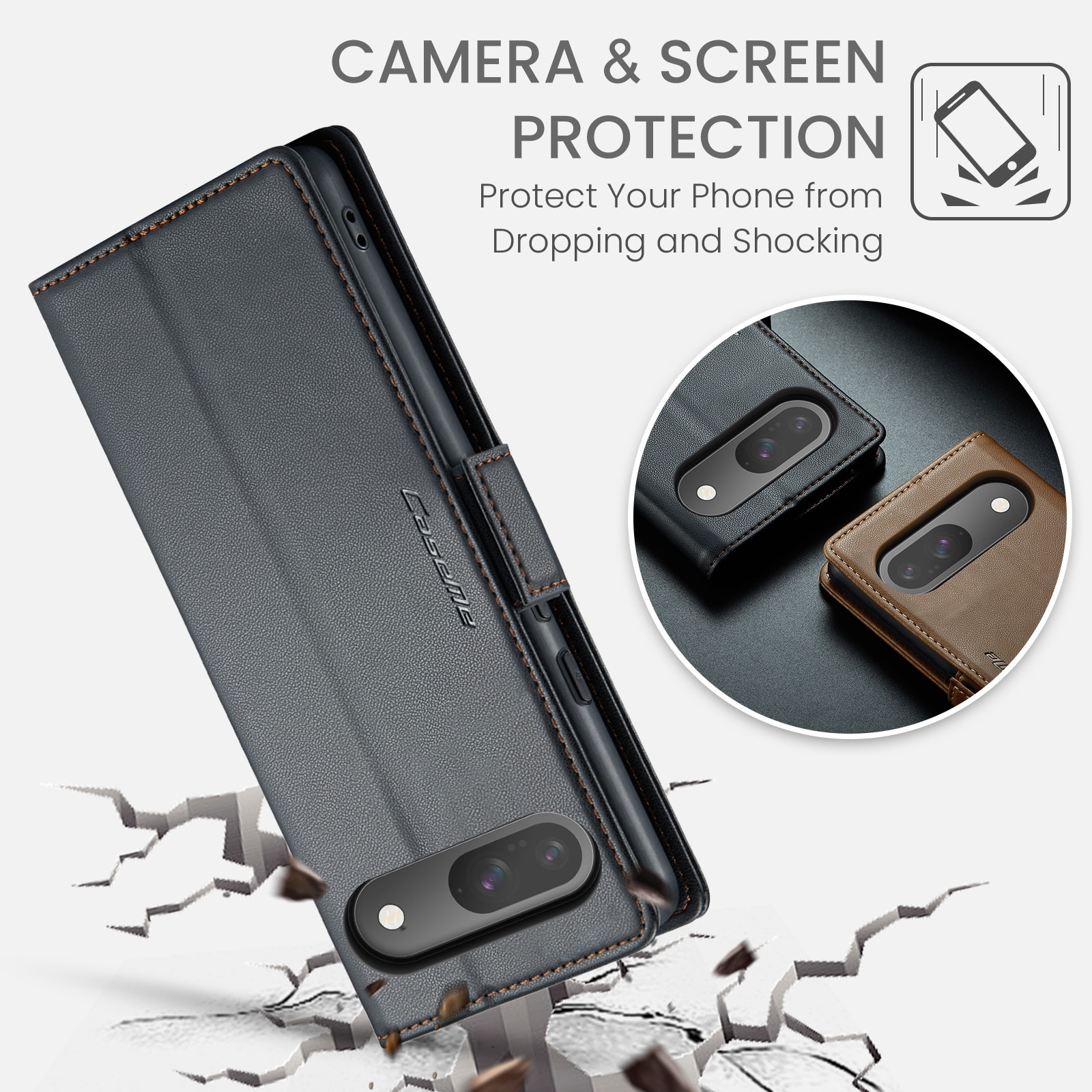Google Pixel 10 RFID blocking Slim Wallet Case Black