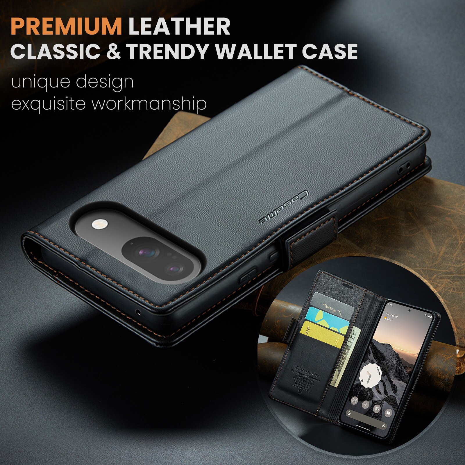Google Pixel 10 RFID blocking Slim Wallet Case Black