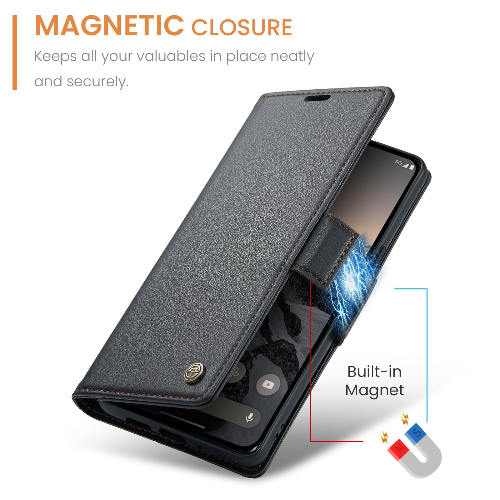 Google Pixel 10 RFID blocking Slim Wallet Case Black