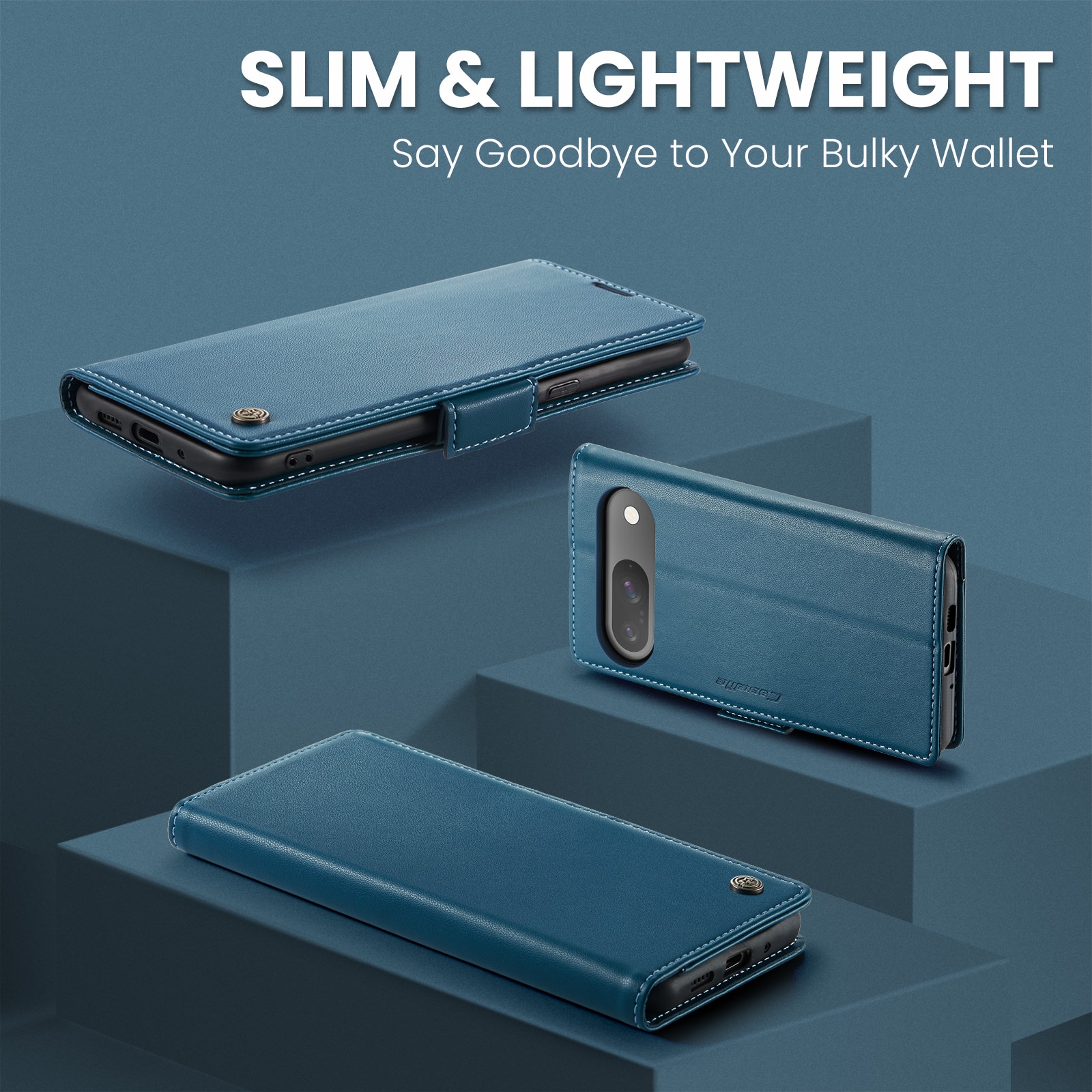Google Pixel 10 Pro RFID blocking Slim Wallet Case Blue