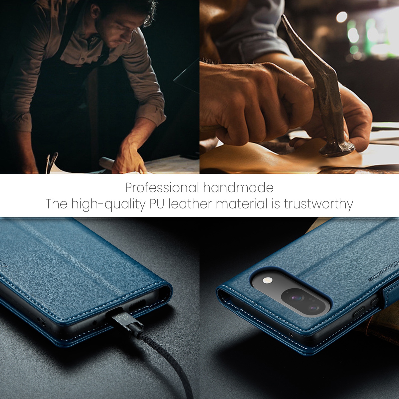 Google Pixel 10 Pro RFID blocking Slim Wallet Case Blue