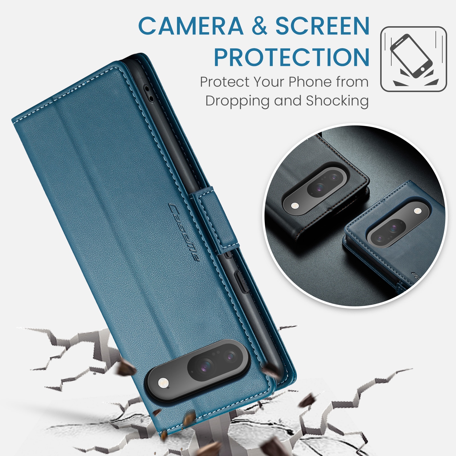 Google Pixel 10 Pro RFID blocking Slim Wallet Case Blue