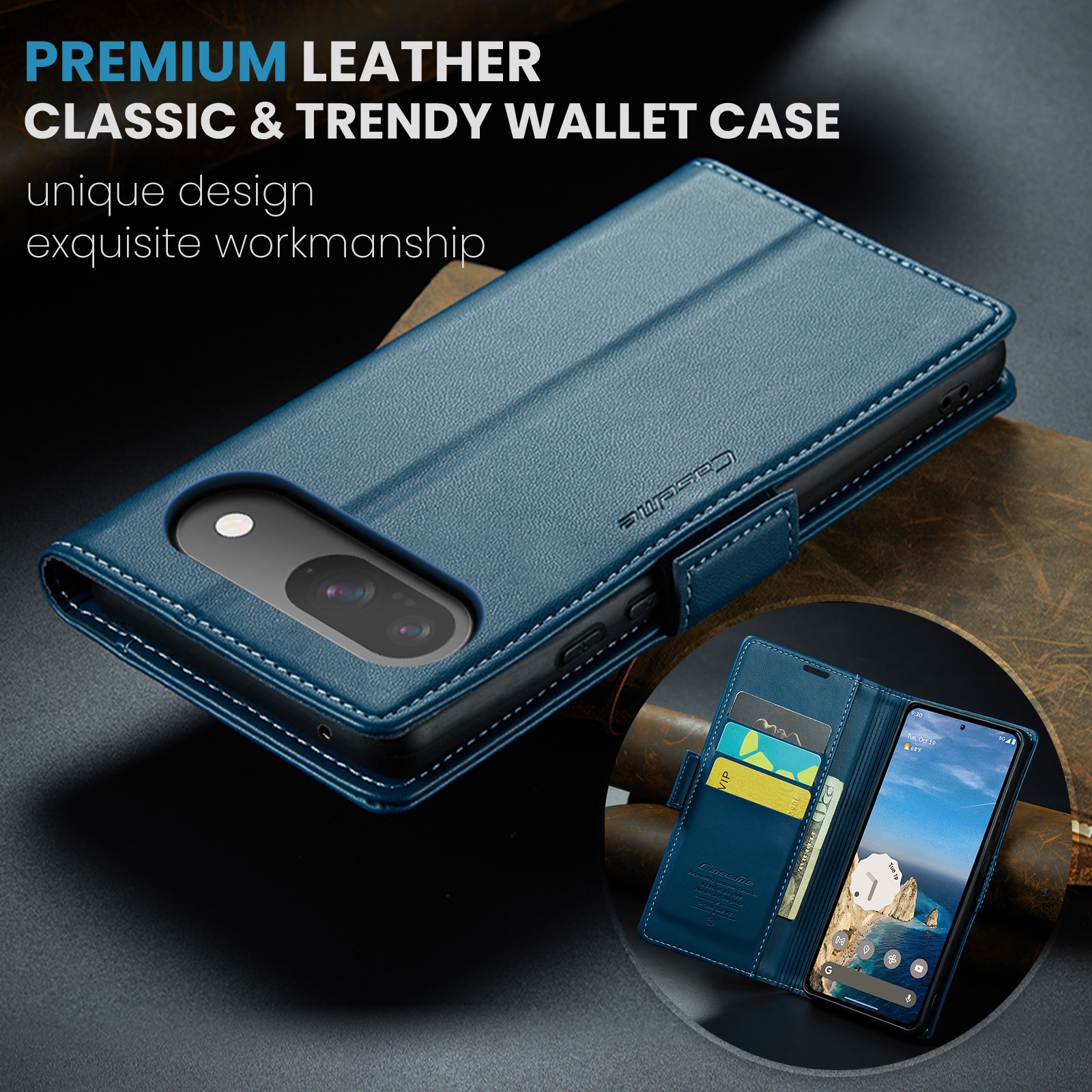 Google Pixel 10 Pro RFID blocking Slim Wallet Case Blue