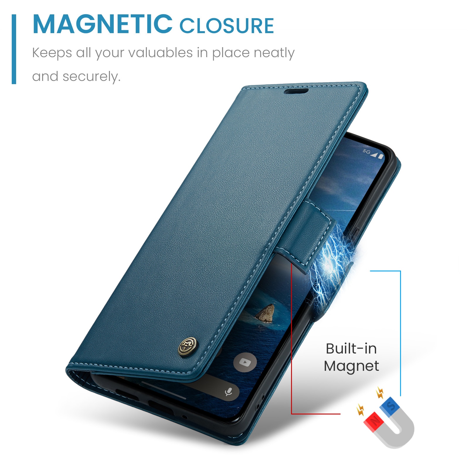 Google Pixel 10 Pro RFID blocking Slim Wallet Case Blue