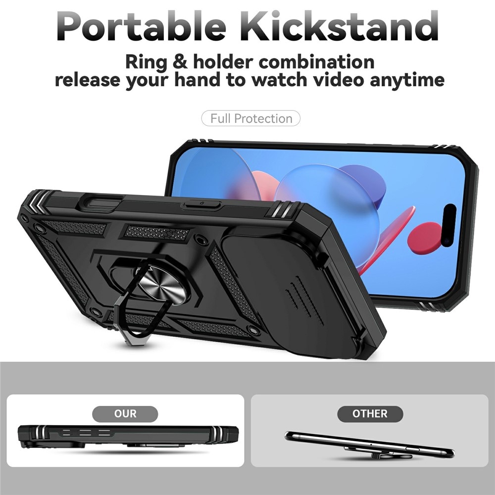 iPhone 17 Pro Hybrid Case Tech Ring w. Camera Protector Black